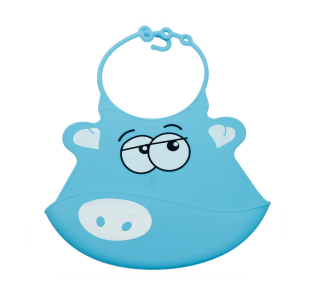 Wholesale blue pig high quality silicone baby bibs healthier and safer