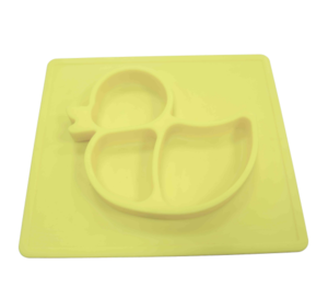 Customized Cute Duck OEM Silicone Placemat Plate Promotes Self-feeding