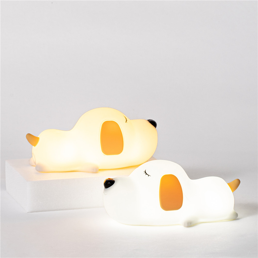lovely chargeable colorful silicon puppy night lamp
