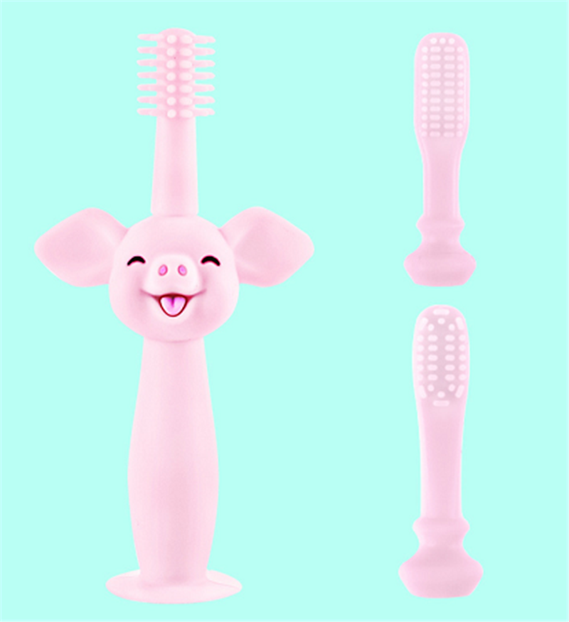 high quality FDA food grad baby tooth training silicone toothbrush