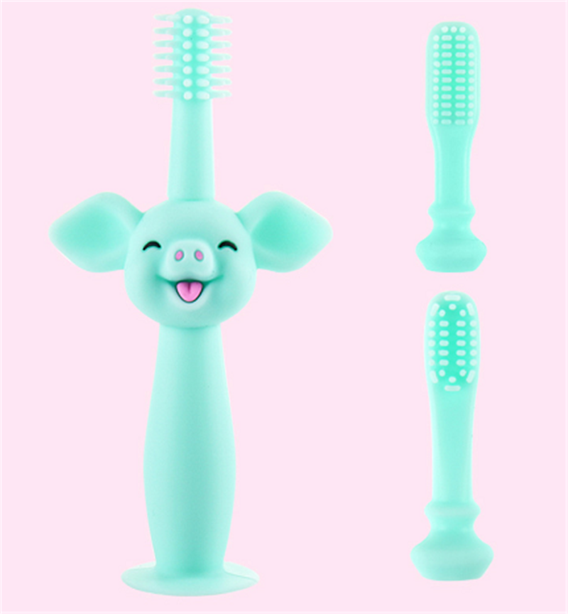 high quality FDA food grad baby tooth training silicone toothbrush