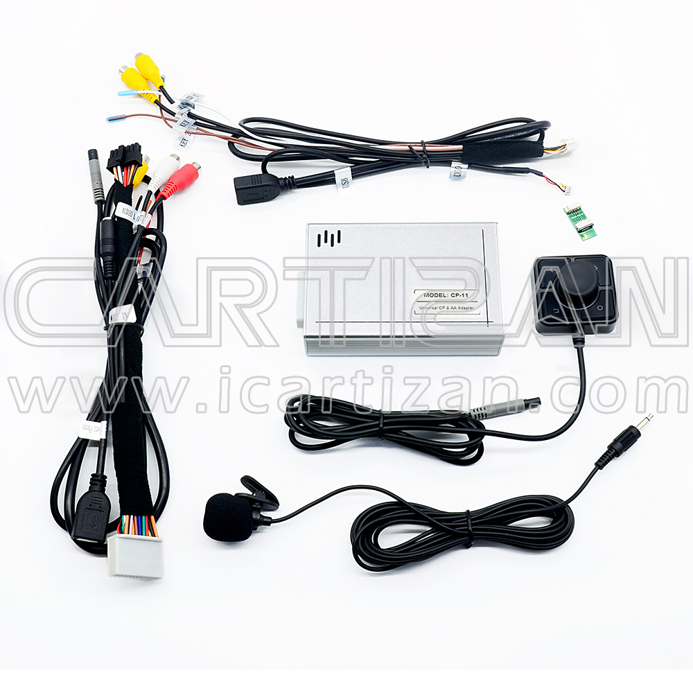 Universal CarPlay/Android Auto adapter with HDMI and RCA AV output for any car monitor