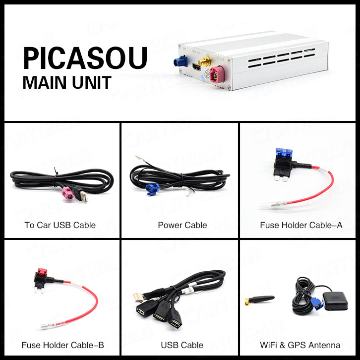 PICASOU CarPlay AI adapter with USB plug and play for OEM infotainment