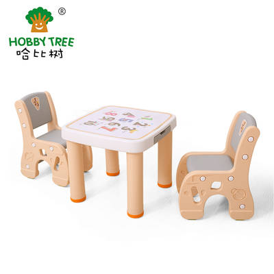 Number theme plastic children learning table and chair set for family use