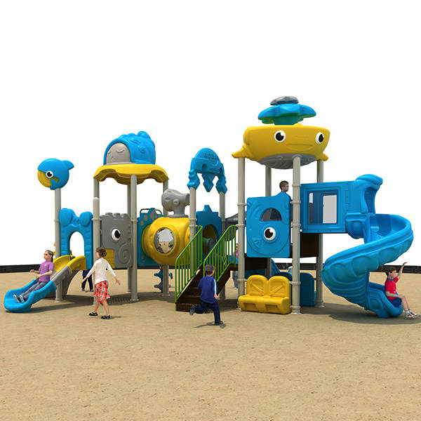 Sea Theme Kids Outdoor Equipment Three Slide Playground HS18117W-O  