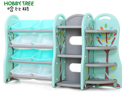 Indoor plastic small Kids bookshelf and toy cabinet for wholesale