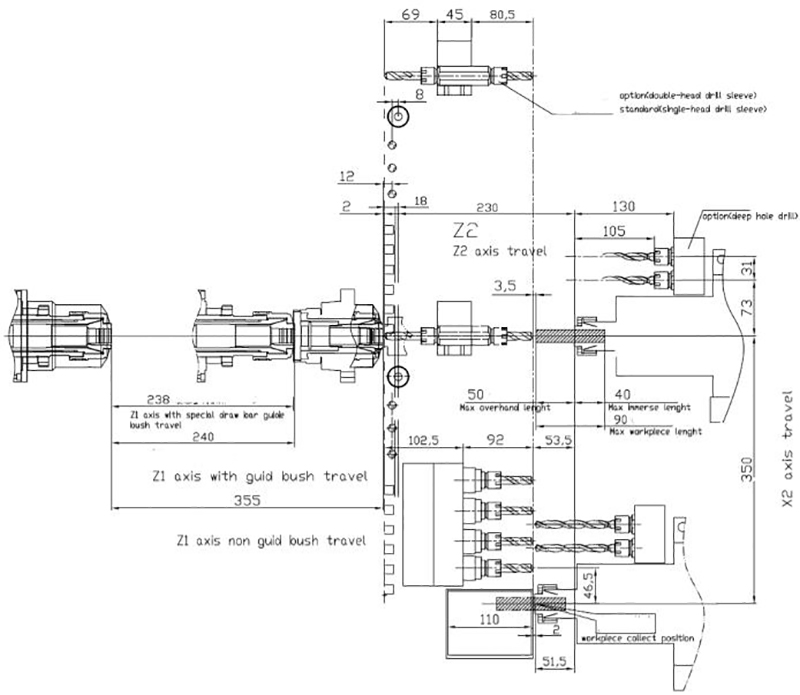 Model SZ-205E2 CNC swiss type automatic lathe