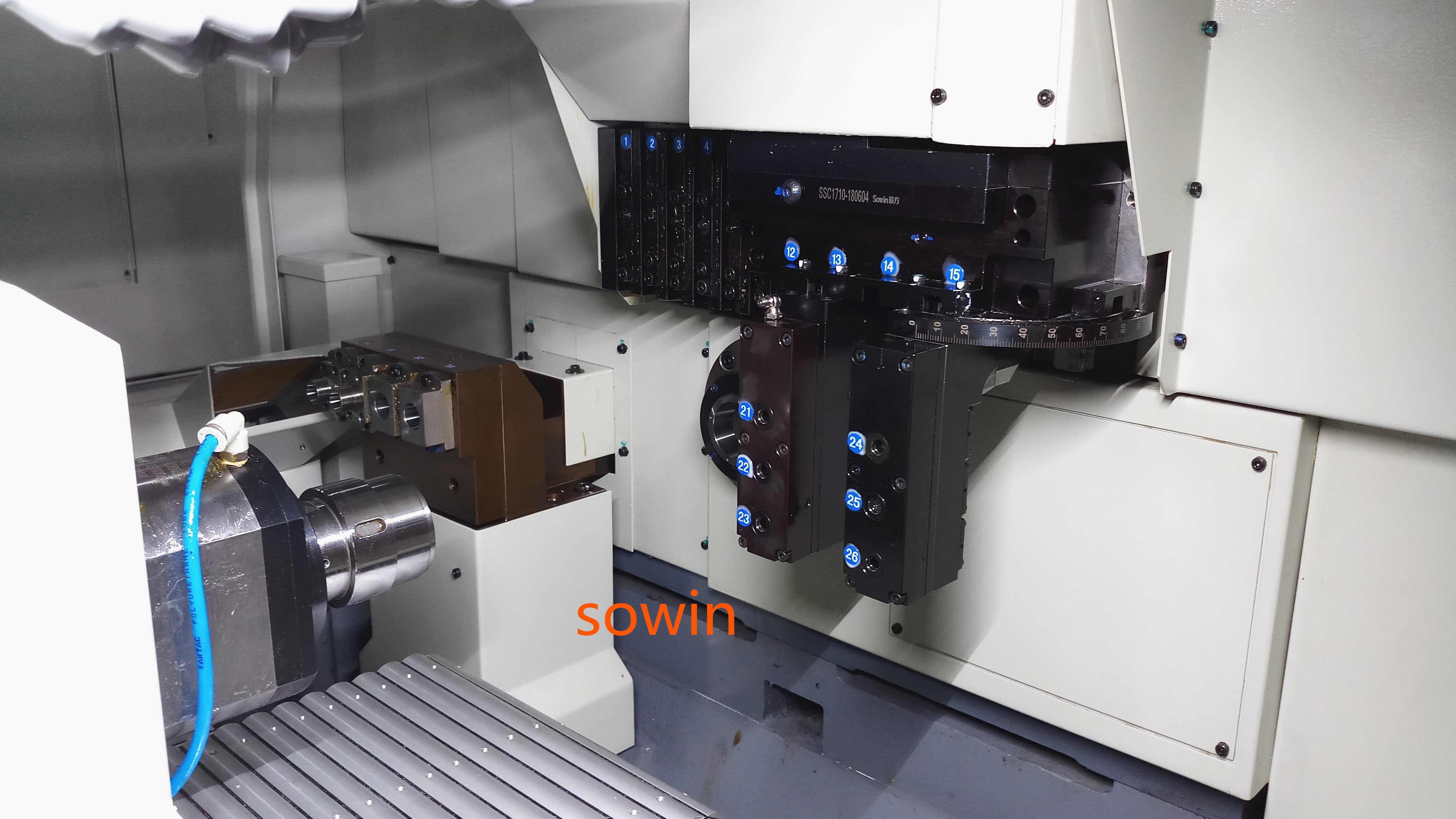 Customized Swiss-type lathe with angle adjustment live head tool post and front eccentric tool post