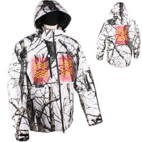 Snowy Ground Windbreak White Camouflage Hunting Heated Jacket for Winter