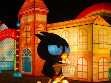 雕塑彩灯-黑色猫咪