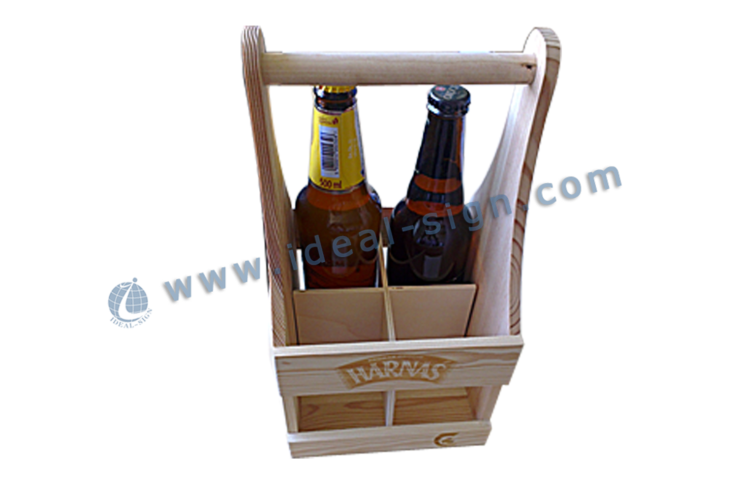 Hand-held 4 bottle wooden wine box
