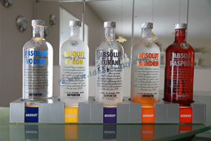 5 bottles liquor bottle display shelf for absolut vodka