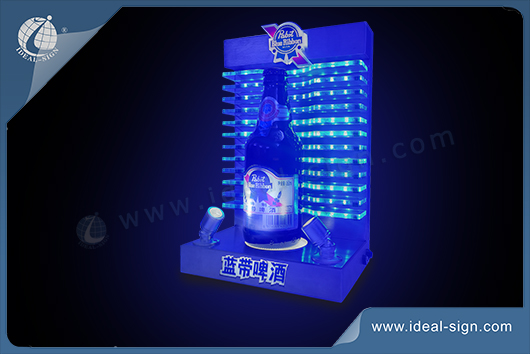 Étagère LED Présentoir pour bouteilles d'alcool 2 niveaux NOIR
