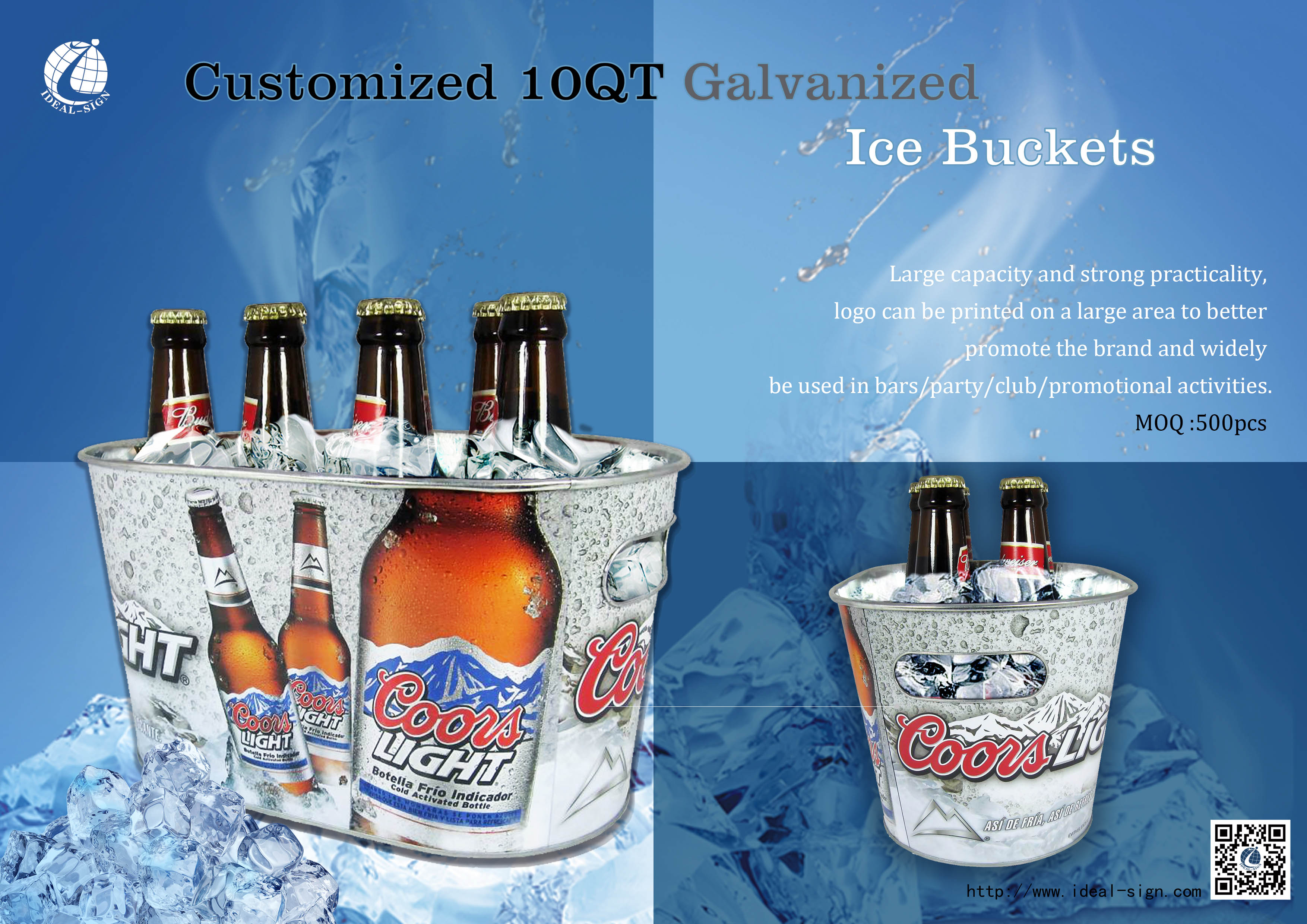 Customized 10QT Galvanized Metal Ice Buckets