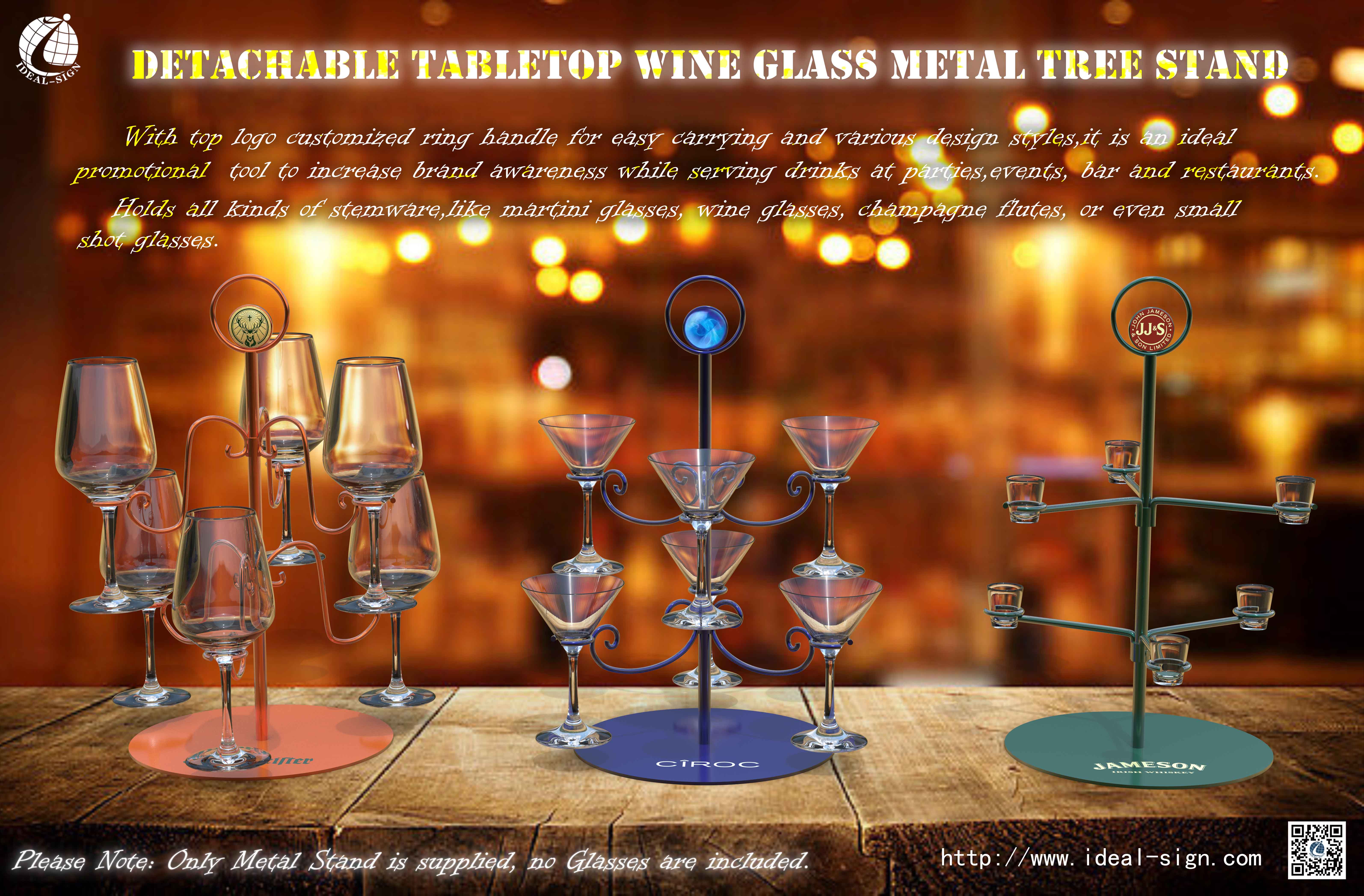 Detachable Tabletop Wine Glass Metal Tree Stand