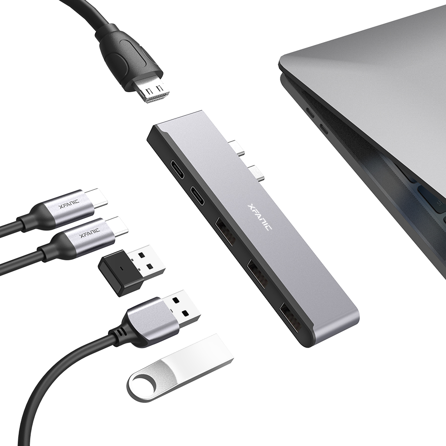 6 in 1 Dual USB C Hub for MacBook Pro