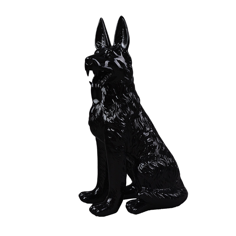 Kundenspezifische Fiberglas-Hundepuppe schwarze Tierpuppe für die Schaufensterpräsentation