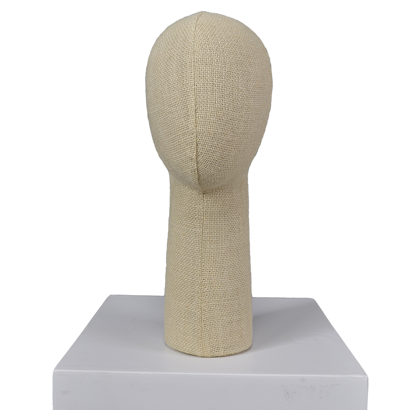 Cabeza de maniquí de lino envuelta en tela personalizada cabeza de maniquí de fibra de vidrio para la exhibición de accesorios