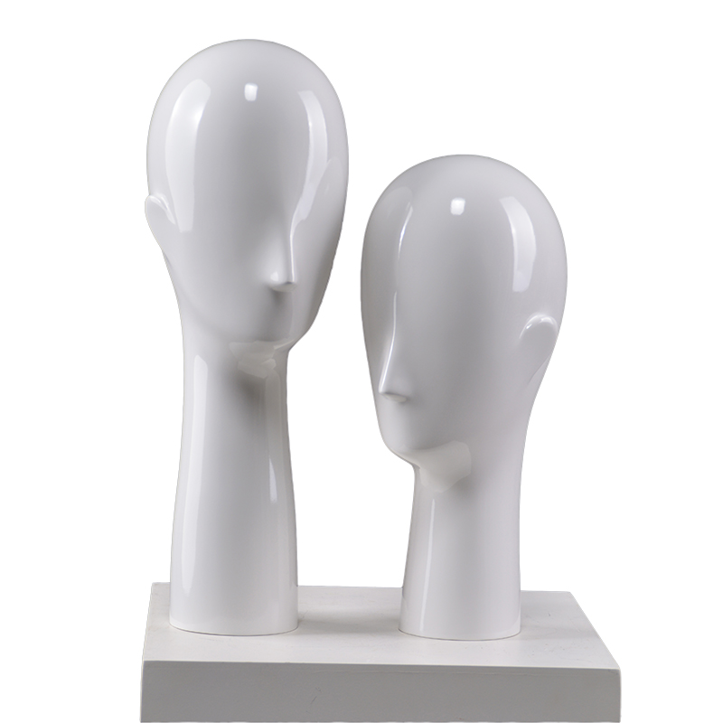 High glossy while male female head mannequin abstract fiberglass Cheap Mannequin Heads For Sale