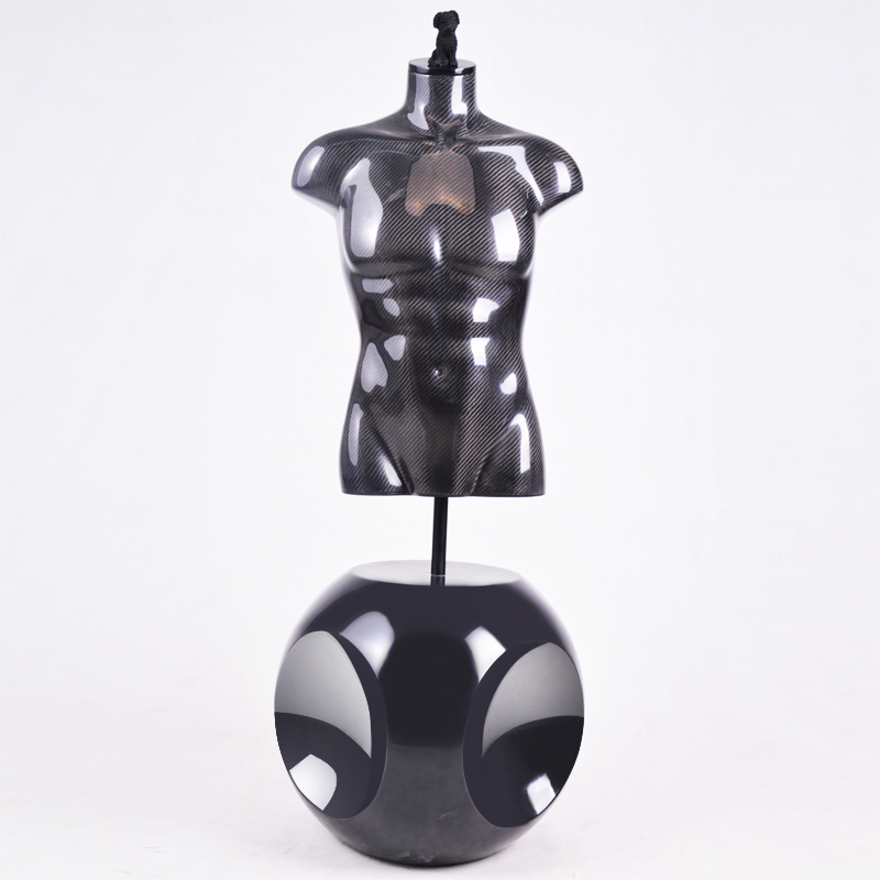 High quality glossy black half body male torso mannequin for sale(OMH)