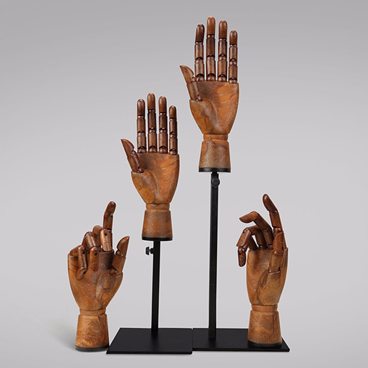 Mãos de manequim flexíveis de plástico vintage personalizadas para exibição de acessórios (LH)
