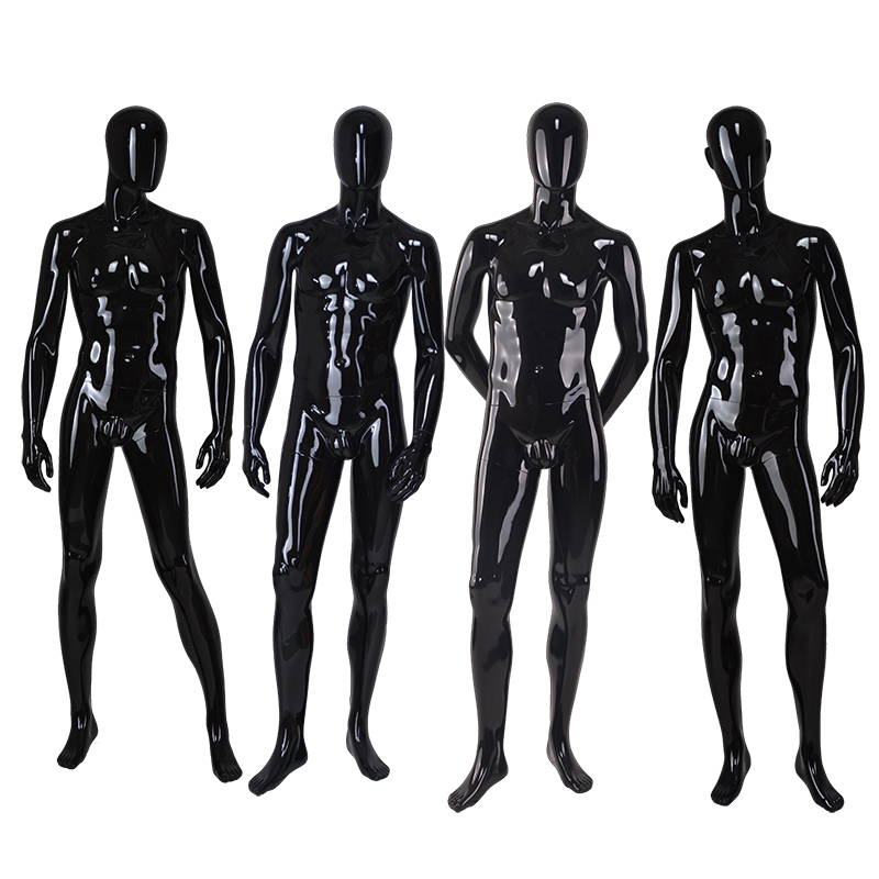 Manichino maschile di moda personalizzato all'ingrosso manichino maschio nero lucido per display vetrina (GTM)