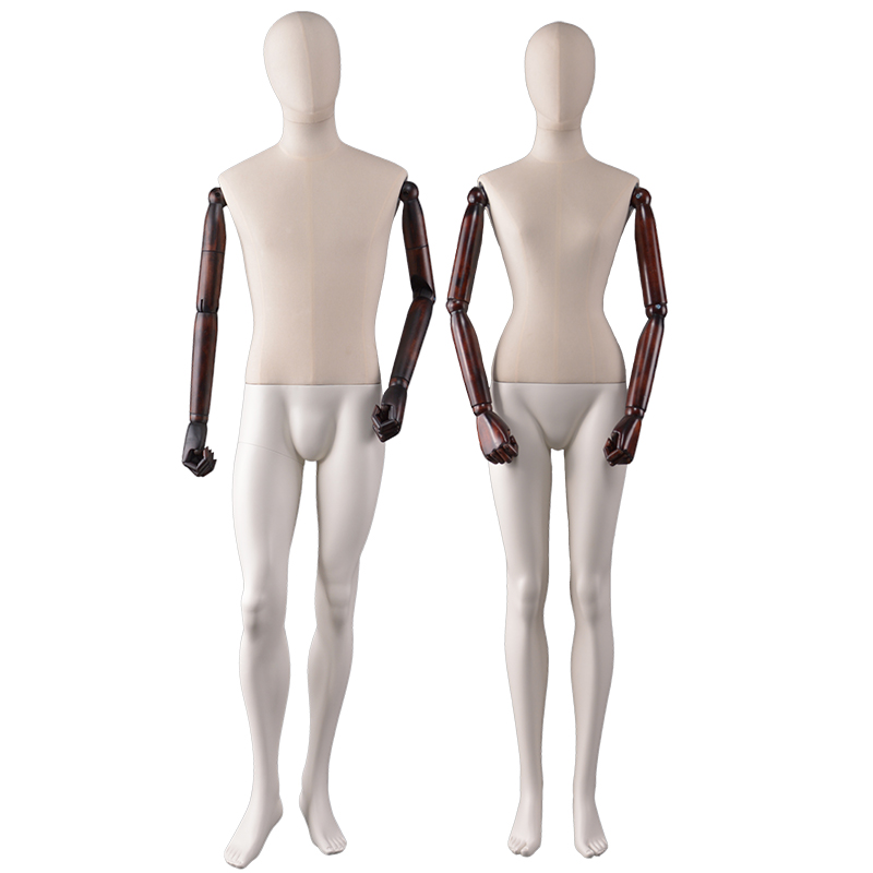 Mannequin personnalisé en fibre de verre féminin masculin avec bras en bois flexibles (NWM)