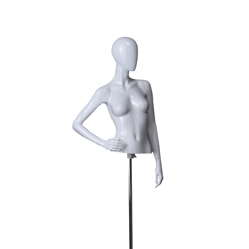Manichino femminile lucido a metà corpo per display di vestiti (DMH)