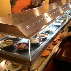 Double-layer heating and cooling rotating sushi conveyor