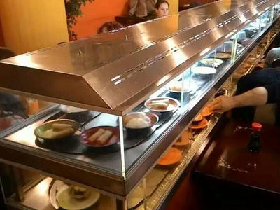 Double-layer heating and cooling rotating sushi conveyor