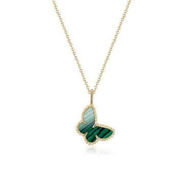SP044 Charm Butterfly Malachite Pendant Necklace for Women 
