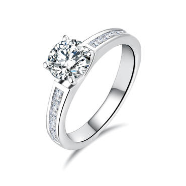 SR031 925 Silver Bezel Set Wedding Ring Simulated Diamond Cubic Zirconia Rhodium