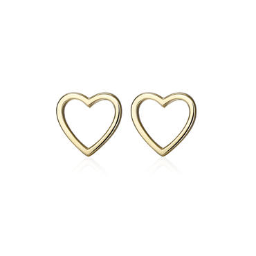 SE072 Hollow Heart Simple Daily Stud Earrings 18K Gold Plated 925 Silver