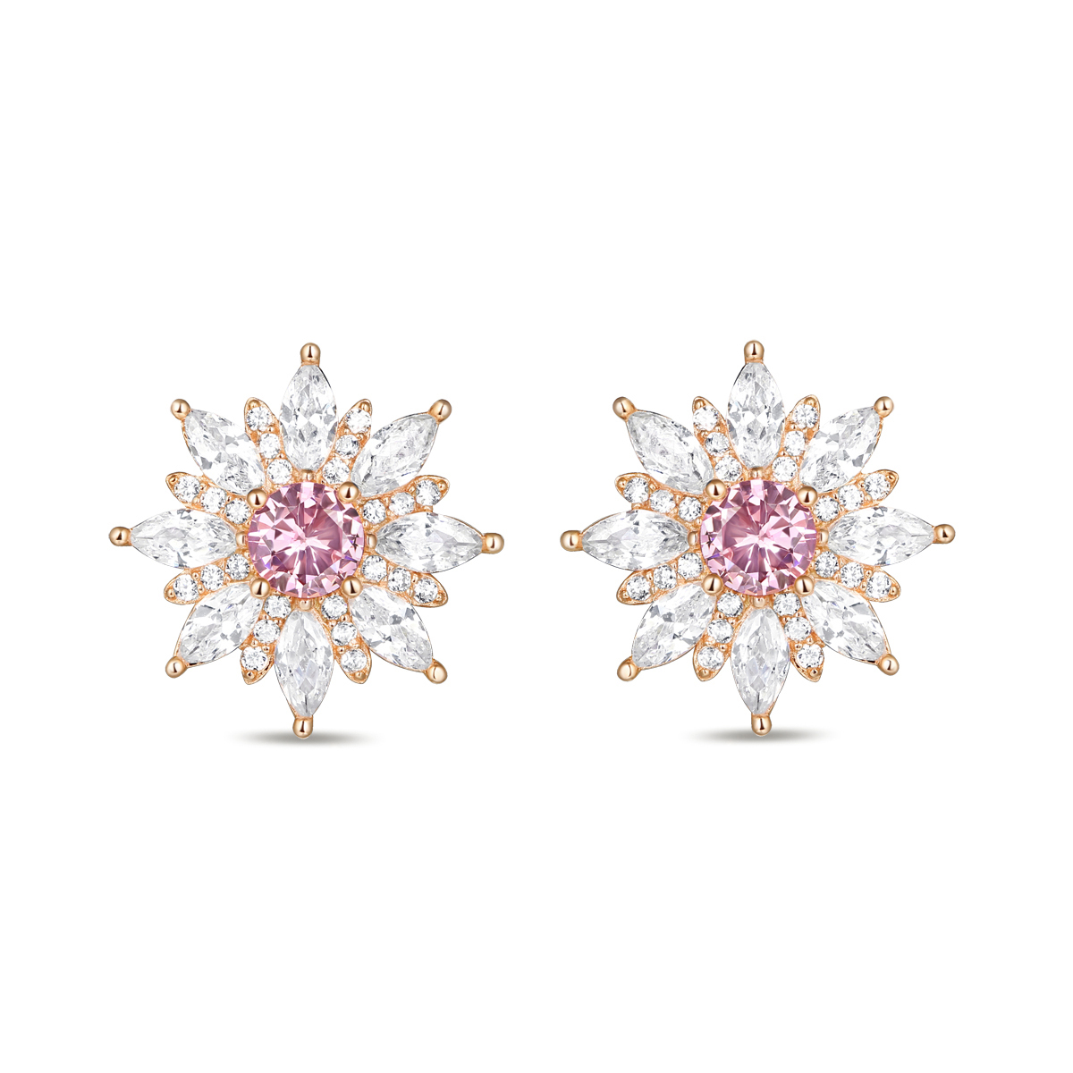 SE187 Daisy Eternal Flower Stud Swarovski Cubic Zirconia 925 Silver Earrings Jewelry Collection 