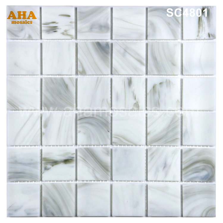 Carrara White Glass Mosaic Tile