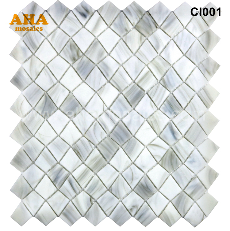 Carrara White Glass Mosaic Tile CI001