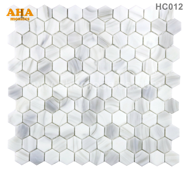 Carrara White Glass Mosaic Tile HC012