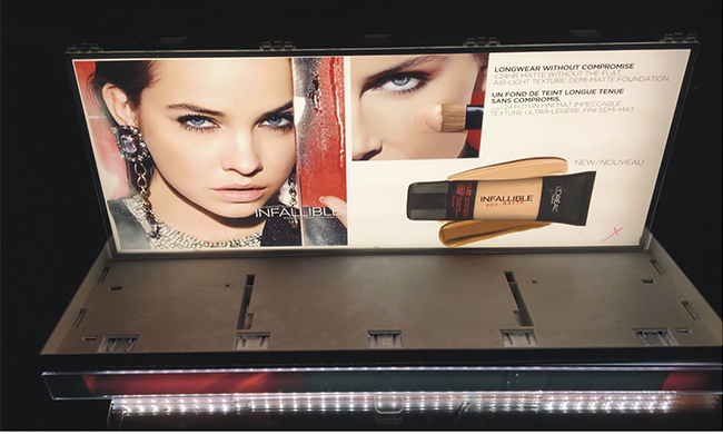 L'Oreal-Cosmetic Countertop Display Stand with Lightbox