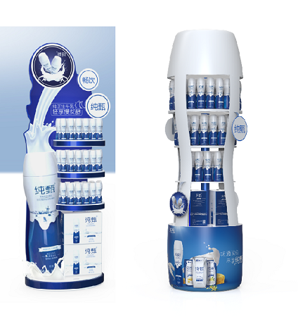 Mengniu-Milk Bottle Shape Point of Sale Display Stands