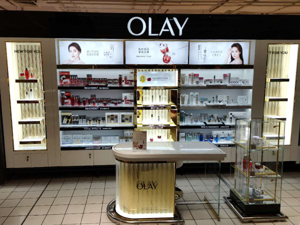 Olay-PDW Cosmetic Back Wall Product Display Shelf