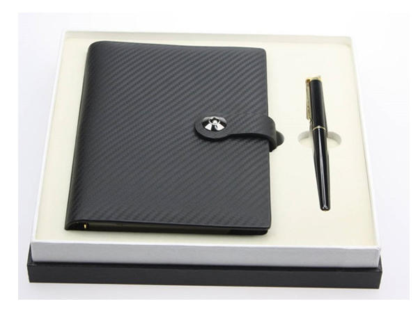 Cowhide Leather Loose Leaf Stone Notebook with Signed Pen Set TZ-010