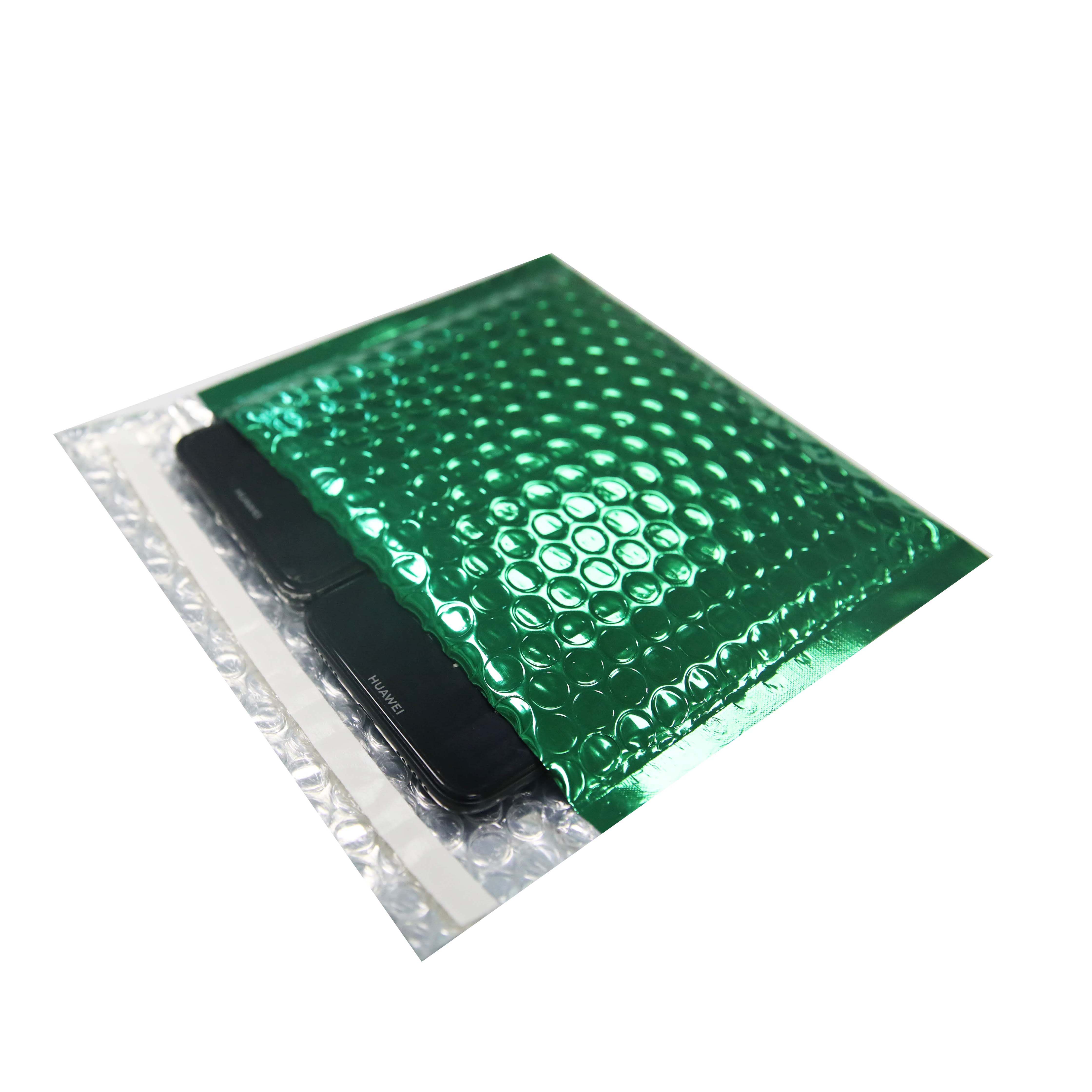 चमकदार हरी धातु फिल्म खाद पॉली बबल मेलर एंटी-स्टेटिक, इलेक्ट्रॉनिक पैकेजिंग बैग