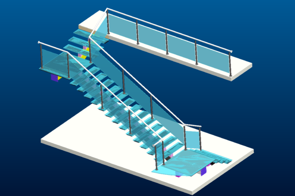 【3D】Design and Installation Guide of Glass Staircase