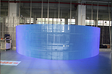 Transparent led  glass window in Spain Curved