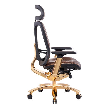 high back BIFMA chair real leather ergonomic gold chair 