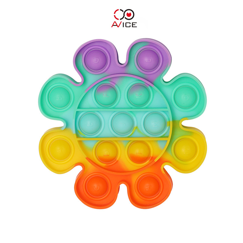 Octagon Rainbow Color Squeeze Sensory Playing Toy Silicone Kids Fidget Toy