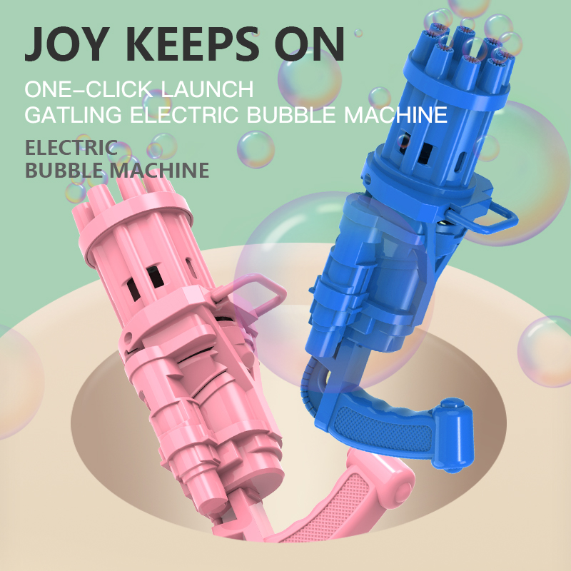 Gatling Bubble Maker Machine Bubble Gun 8-Hole Automatic Bubble Machine Electric Bubble Outdoor Kids Toys for Boys Girls