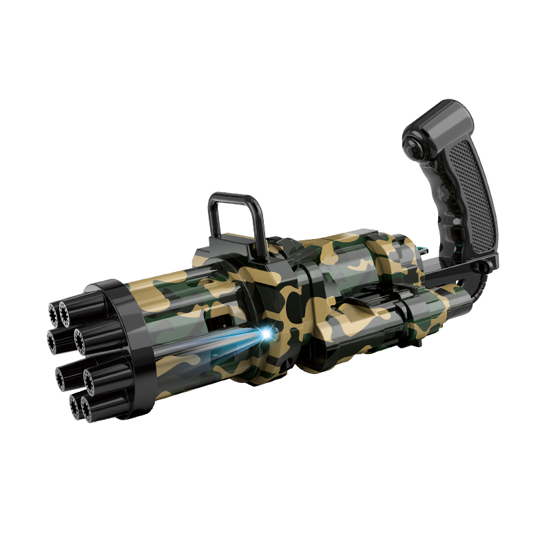 Automatic Camouflage Bubble Maker Gatling Gun Kids Toys Gift Outdoor Bubble Gun 