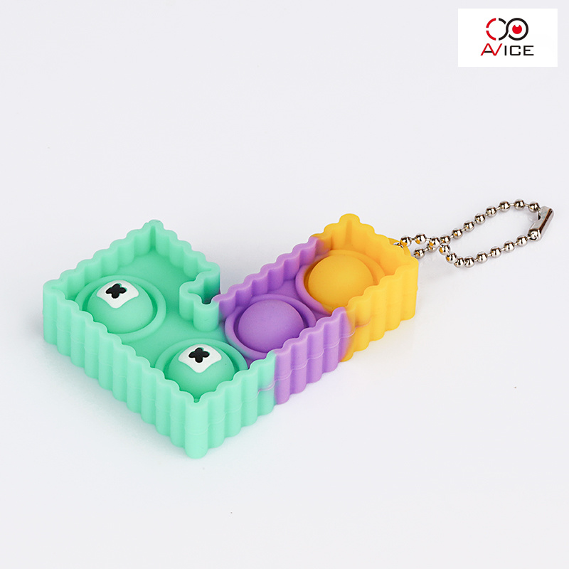 Fidget Toy Mini Pop It Keychain Multicolor Square Shape Push Popping Bubble Fidget Sensory Toy Popping It Keychain Fidget Toy Keychain