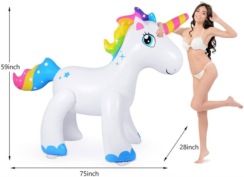 Unicorn Shape Sprinkler Splash Pad for  Outdoor Play Family Water Play Kids Inflatable Toy